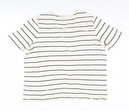 Marks & Spencer Women's White Striped T-Shirt Size 14