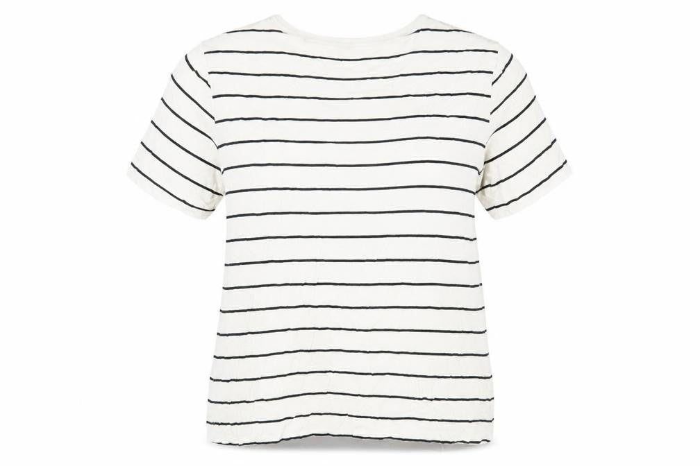 Marks & Spencer Women's White Striped T-Shirt Size 14
