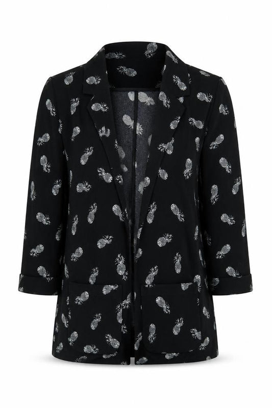 By Henry Holland Women's Black Blazer, Size 12, Pineapple Print