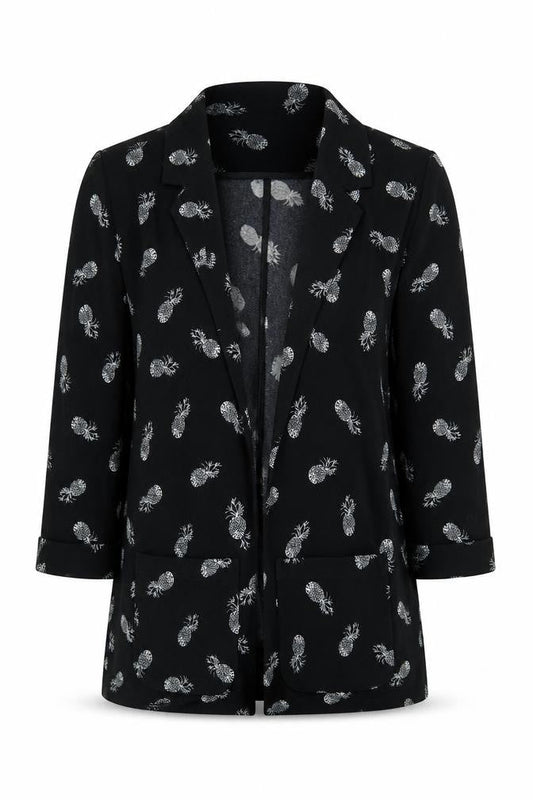 By Henry Holland Women's Black Blazer, Size 12, Pineapple Print