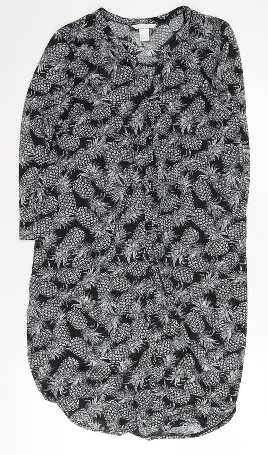 H&M Women's Black Pineapple Tunic Blouse M