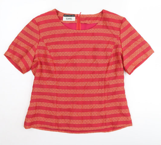 Toypes Women's Red Striped Jersey Short Sleeve Top