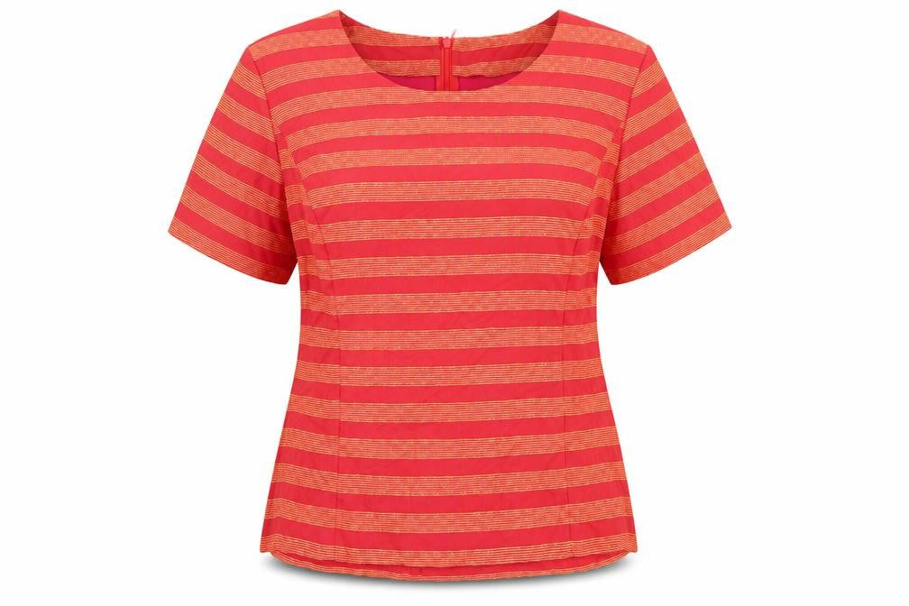 Toypes Women's Red Striped Jersey Short Sleeve Top