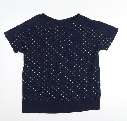 Marks & Spencer Women's Blue Polka Dot Jersey T-Shirt