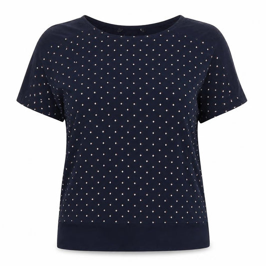 Marks and Spencer Women's Blue Polka Dot Jersey T-Shirt