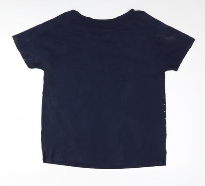 Marks & Spencer Women's Blue Polka Dot Jersey T-Shirt