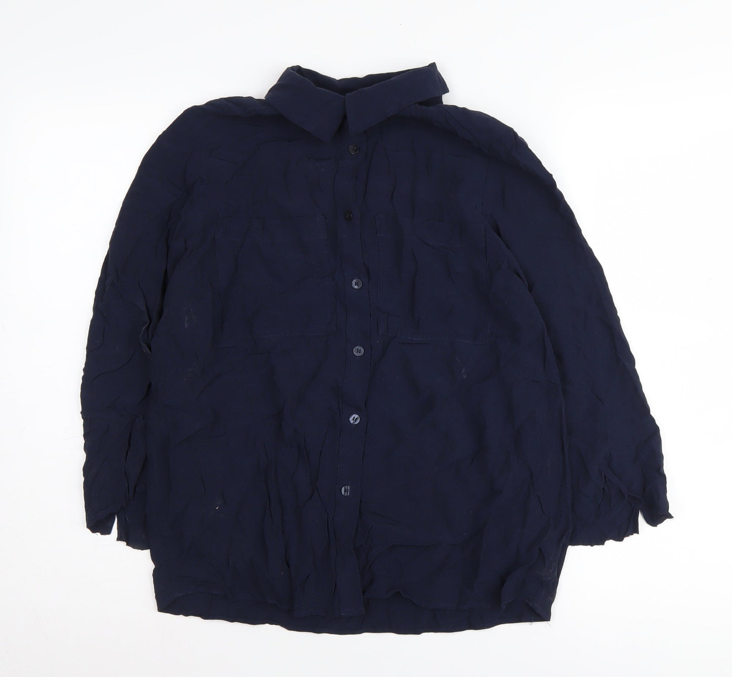 Marks and Spencer Women's Blue Button-Up Shirt 12