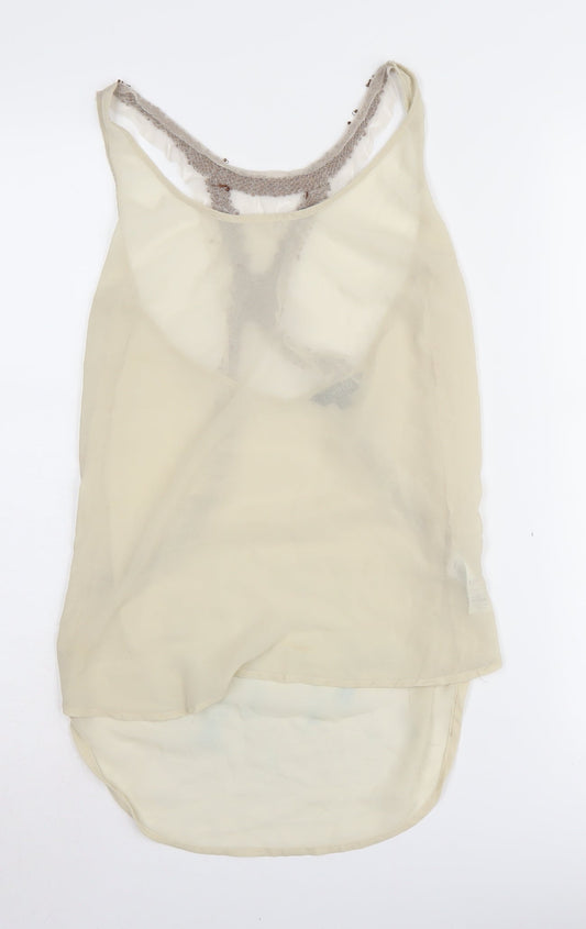 Marks and Spencer Women's Beige Beaded Camisole - Size 6