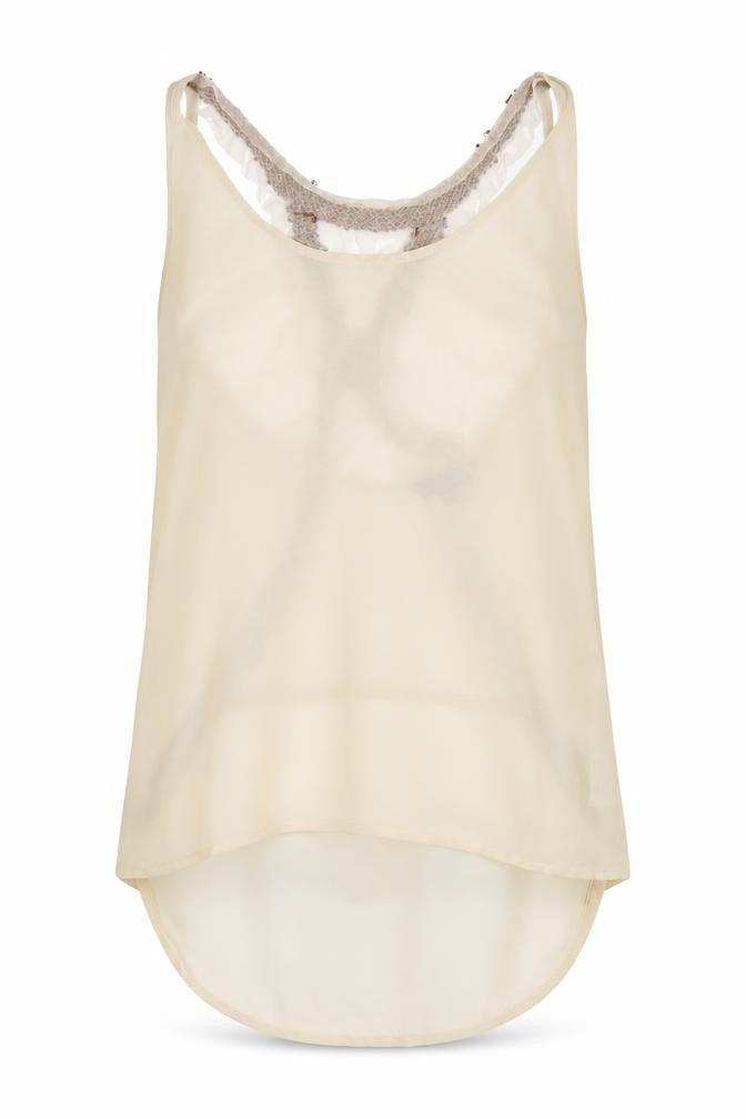 Marks & Spencer Women's Beige Beaded Camisole - Size 6