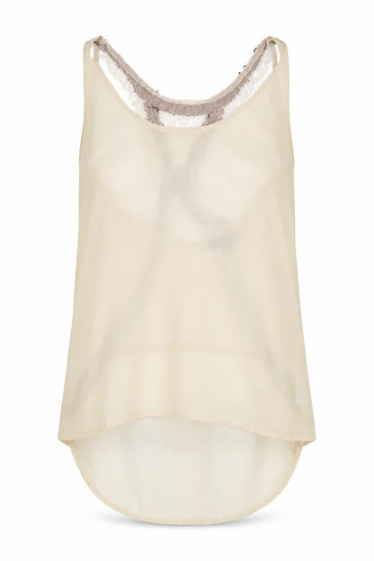 Marks & Spencer Women's Beige Beaded Camisole - Size 6