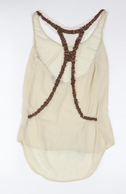 Marks & Spencer Women's Beige Beaded Camisole - Size 6