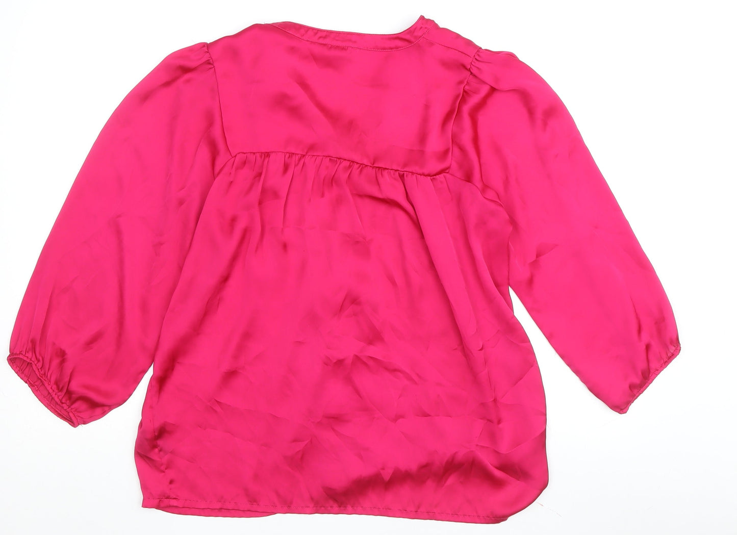 H&M Women's Pink Blouse 8 V-Neck 3/4 Sleeve