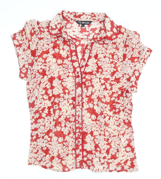 Ellie Louise Women's Red Floral Blouse - Size 12