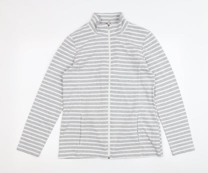 Afibel Women's Grey White Striped Jacket Size 10/12