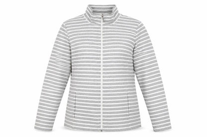 Afibel Women's Grey White Striped Jacket Size 10/12