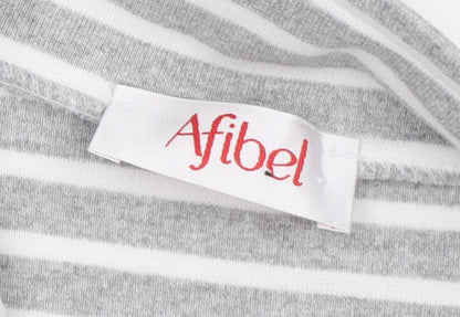 Afibel Women's Grey White Striped Jacket Size 10/12