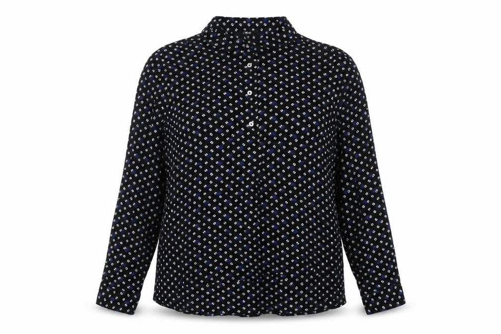 Next Women's Black Geometric Button-Up Shirt, Size 12
