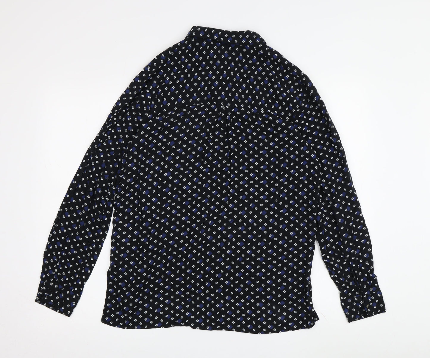 Next Women's Black Geometric Button-Up Shirt, Size 12