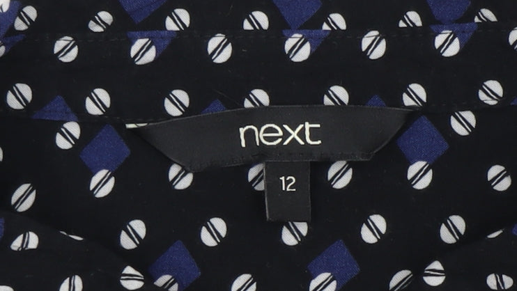 Next Women's Black Geometric Button-Up Shirt, Size 12