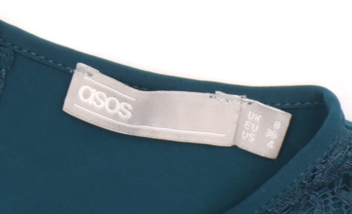 ASOS Women's Blue A-Line Lace Dress Size 8