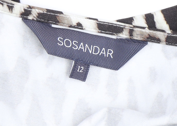 SOSANDAR Women's Animal Print Multicoloured Shift Dress Size 12
