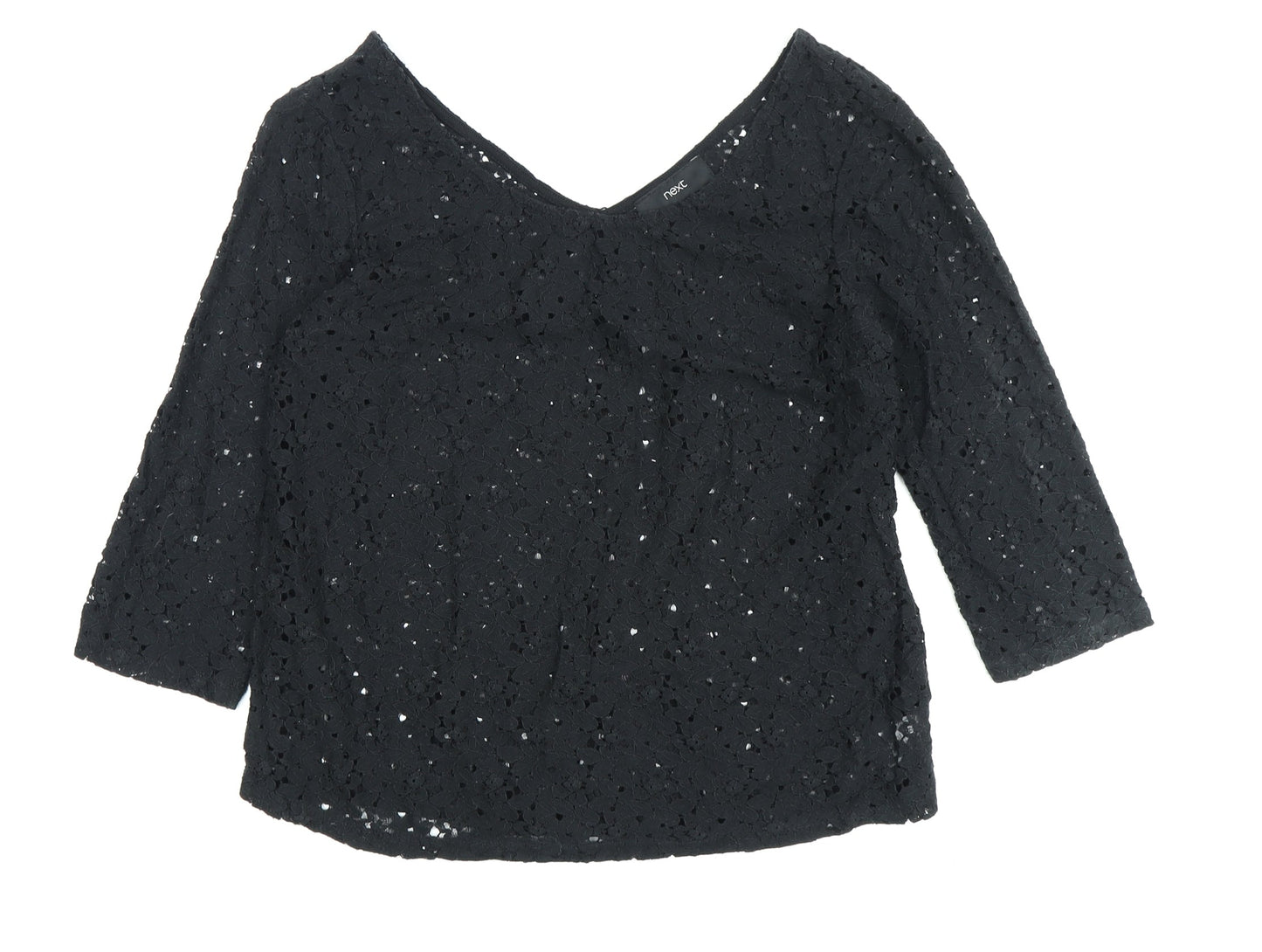 Next Women's Black Crochet Blouse Size 14