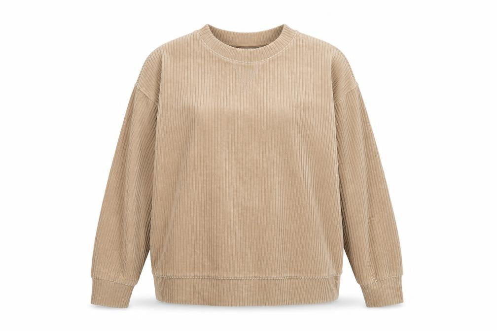H&M Women's Beige Pullover Corduroy Sweatshirt M