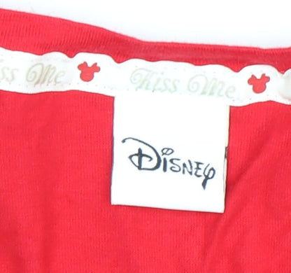 Preloved Disney Women's Red Christmas T-Shirt Size 16-18 - Detail