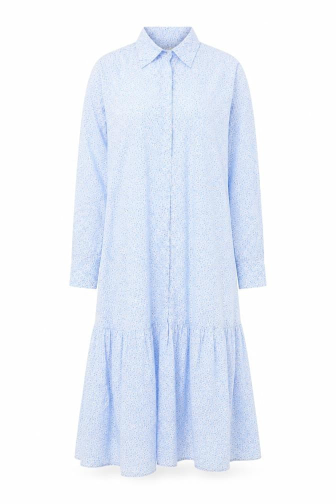 H&M Women's Blue Floral Midi Shirt Dress, M