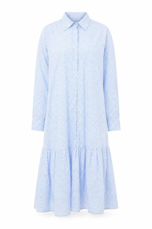 H&M Women's Blue Floral Midi Shirt Dress, M