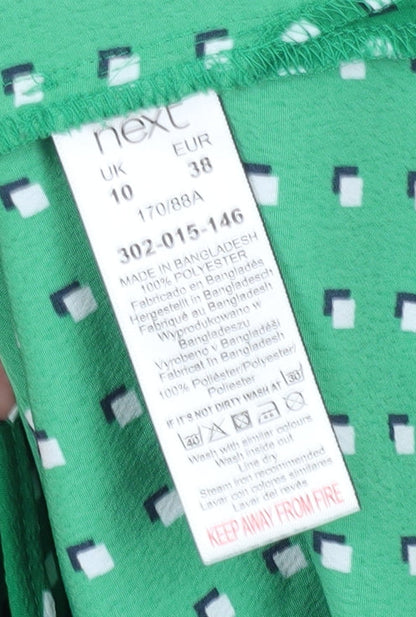 Next Women's Green Geometric Blouse Size 10