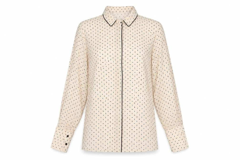 Mango Women's Beige Button-Up Geometric Shirt S