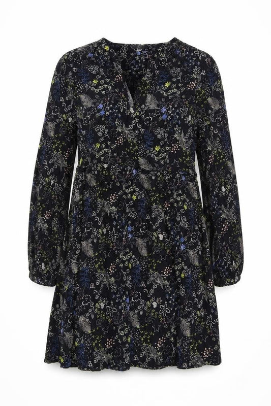 Monsoon Women's Black Floral XL Long Sleeve Dress