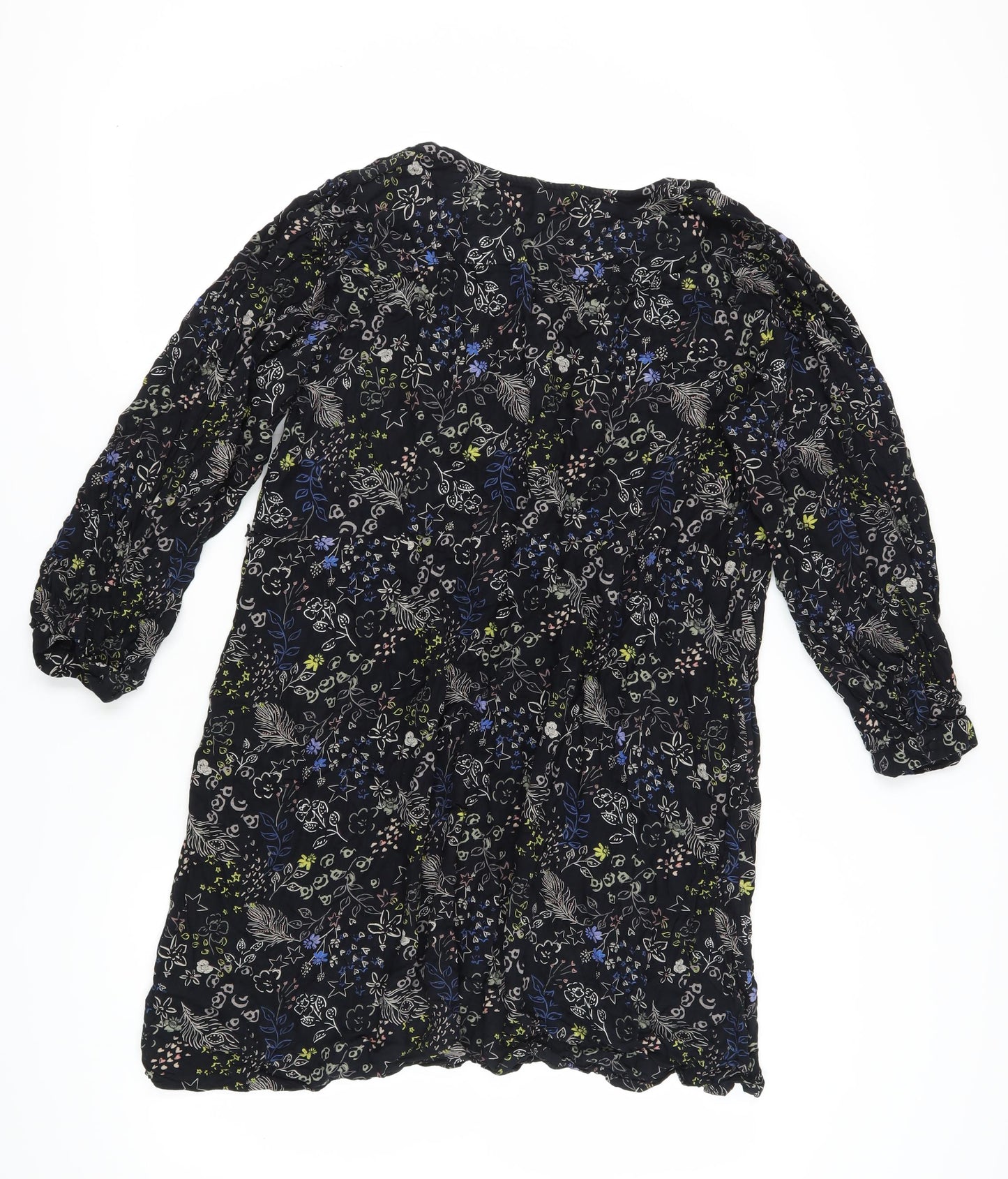 Monsoon Women's Black Floral XL Long Sleeve Dress