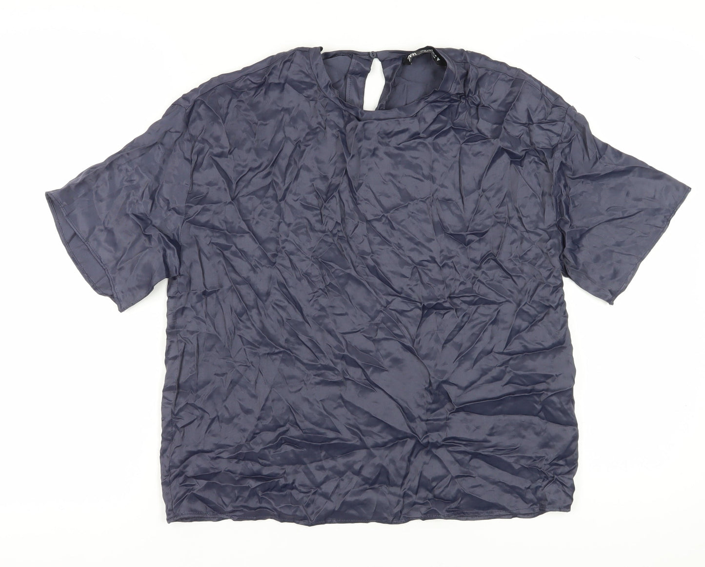 Zara Women's Blue Basic Short Sleeve Blouse Size 12