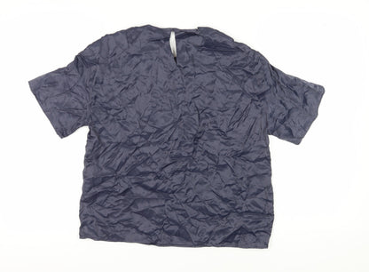 Zara Women's Blue Basic Short Sleeve Blouse Size 12