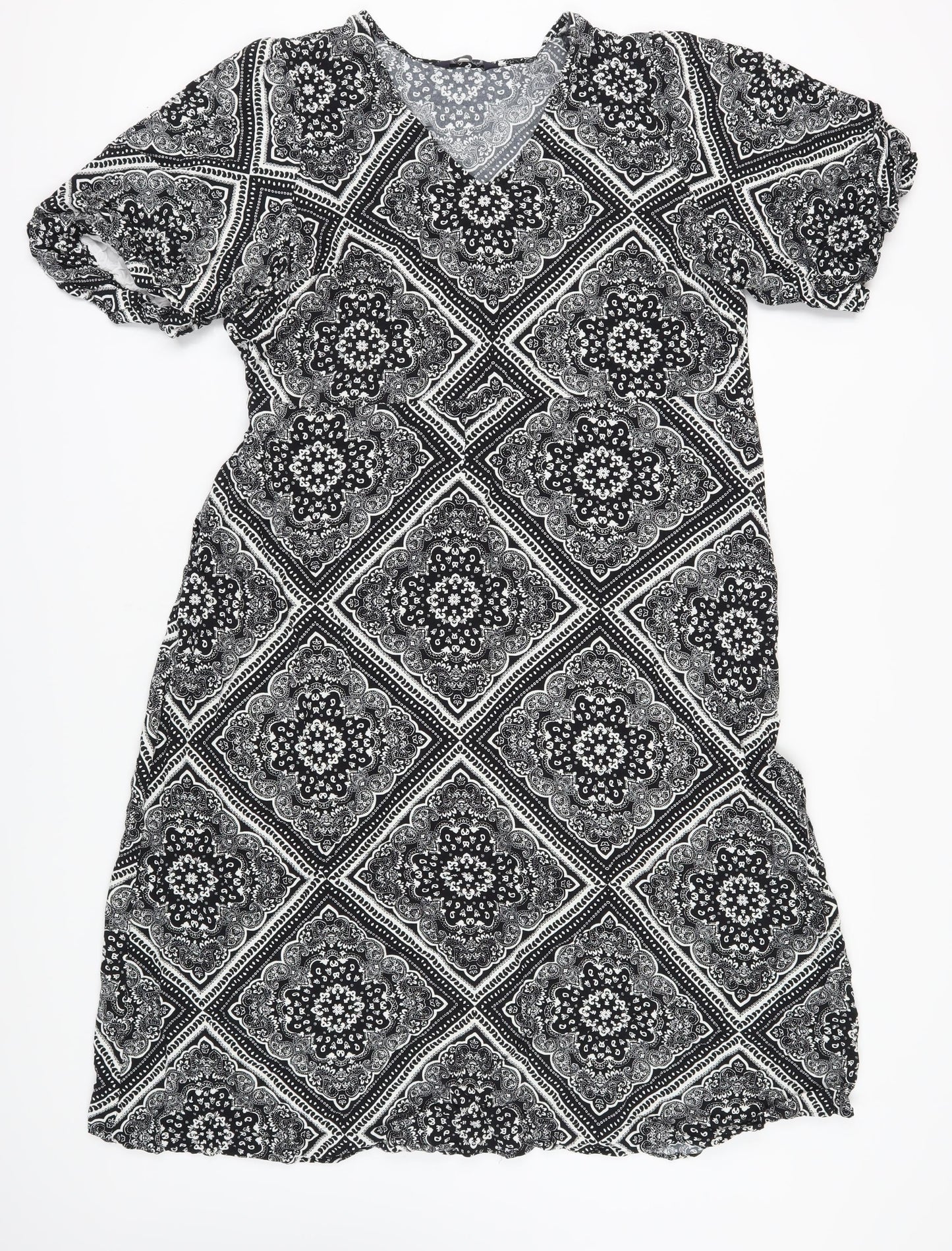 Marks and Spencer Women's Black Paisley Dress, Size 18