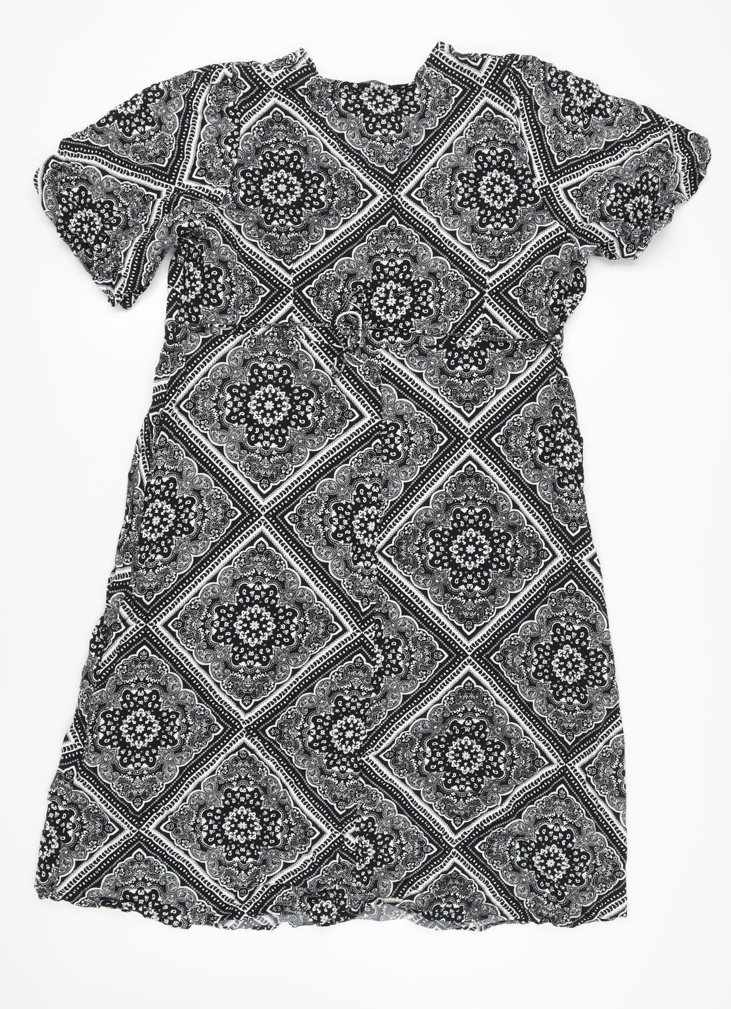 Marks and Spencer Women's Black Paisley Dress, Size 18