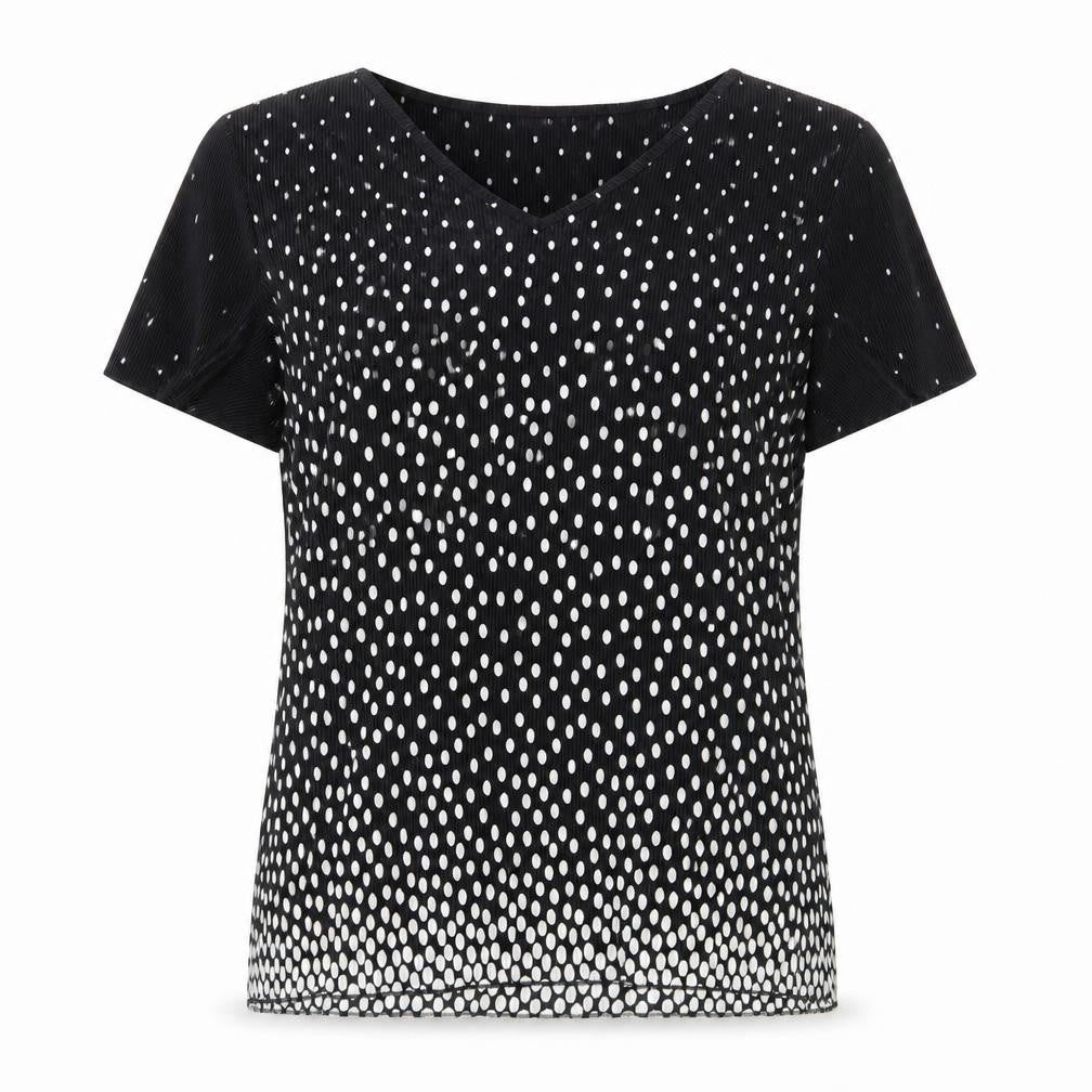 Bonmarché Women's Black Polka Dot T-Shirt Size L