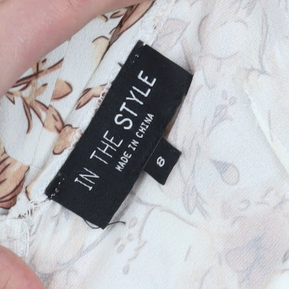 Close-up detail of In The Style Women's Floral Shift Dress, size 8