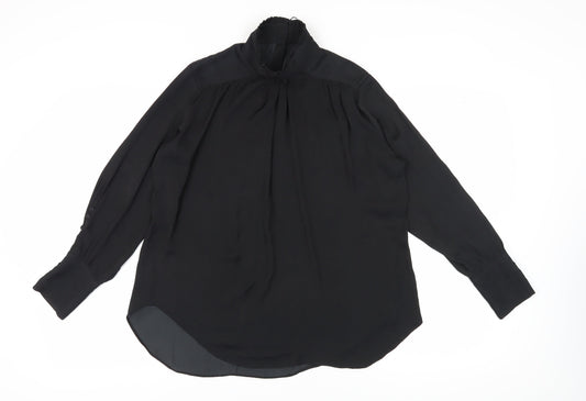 Zara Woman Black High Neck Blouse, Women Size 12