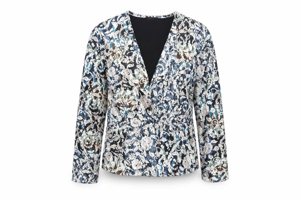 Klass Women's Blue Floral Suit Jacket, Size 16