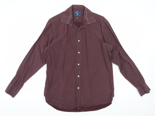 Moss Men's Red Polka Dot Button-Up Shirt Size 16