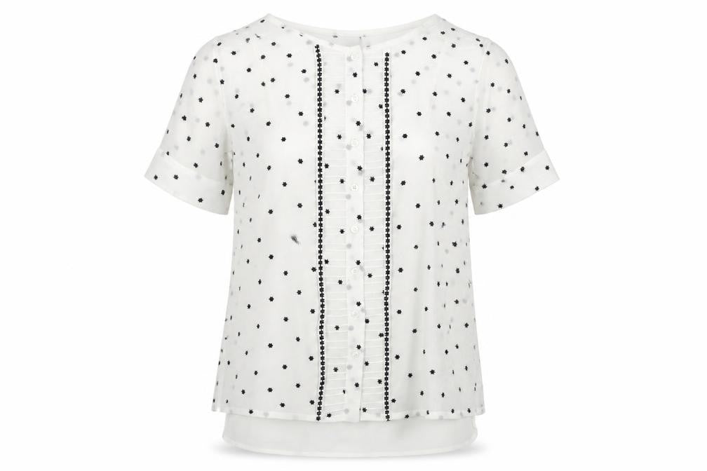 Hobbs Women's Polka Dot Blouse White Size 6
