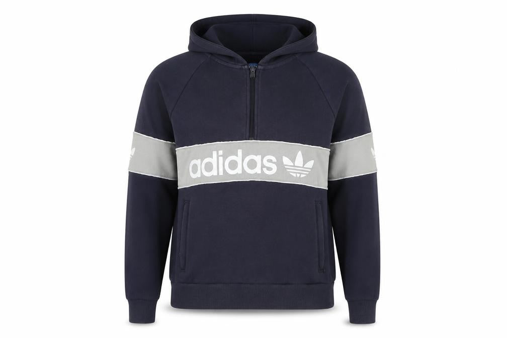 Adidas Unisex Blue Grey Hoodie, Small, Logo Style