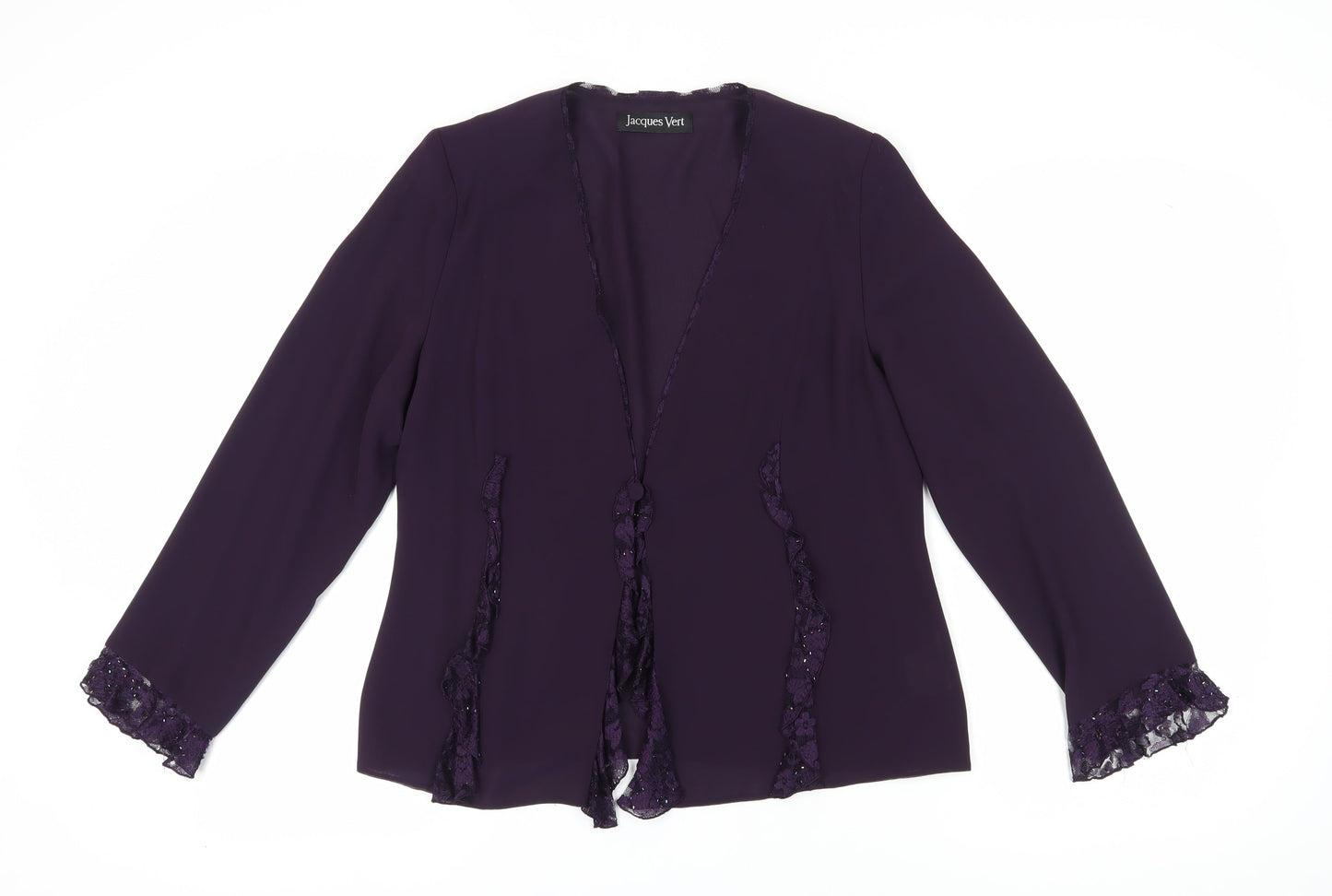 Jacques Vert Women's Purple Long Sleeve Lace Blouse