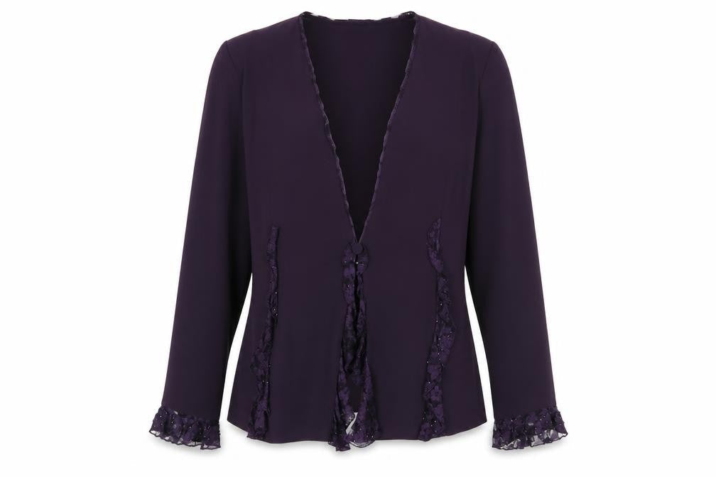 Jacques Vert Women's Purple Long Sleeve Lace Blouse