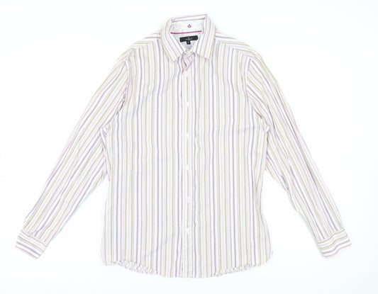 Jeff Banks Men's Multicoloured Striped Shirt Small