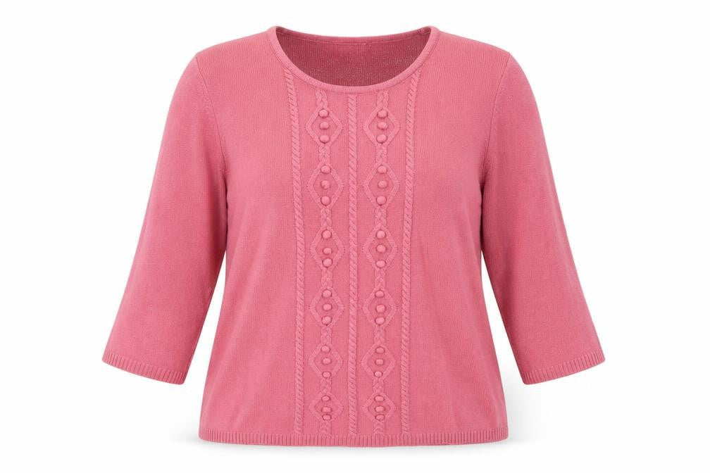 Eastex Women's Pink Pullover Jumper, Size 18, 3/4 Sleeve