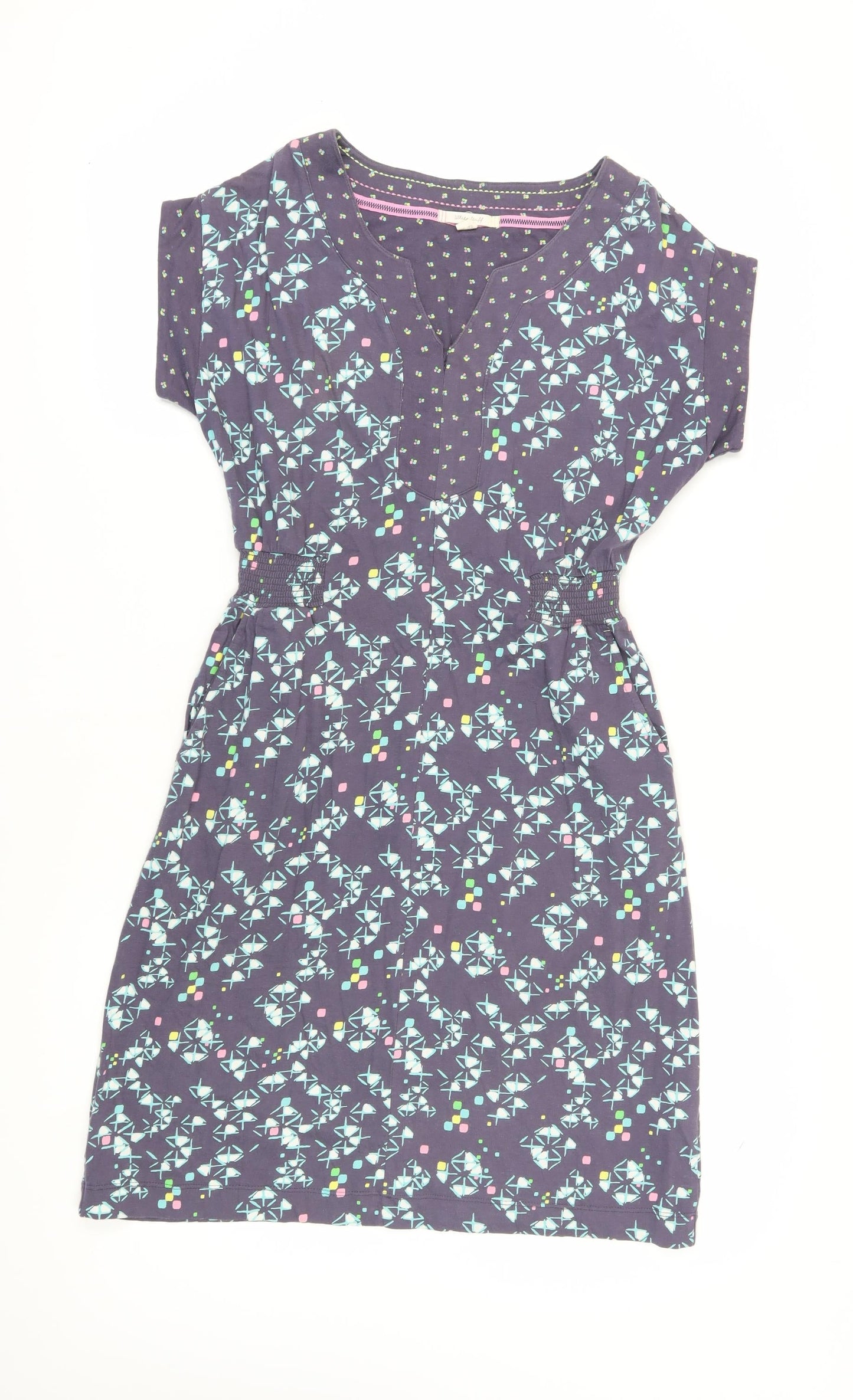 White Stuff Women's Purple Geometric Shift Dress, Size 8